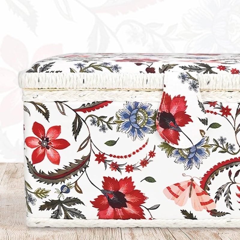 COMFECTO Large Sewing Basket with No Accessories and Removable Tray, Bright White and Red Sewing Box for Sewing Supplies, Ideal for Professional Seamstress - Image 4